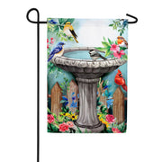 Evergreen Bathing Songbirds Suede Garden Flag