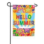 Evergreen Tropical Hello Summer Suede Garden Flag