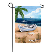 Evergreen Beached Skiff Suede Garden Flag