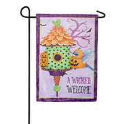Evergreen Trick or Tweet Suede Garden Flag