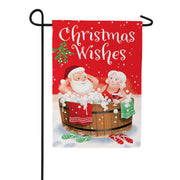 Evergreen Christmas Wishes Suede Garden Flag