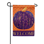 Evergreen Damascus Pumpkin Suede Garden Flag
