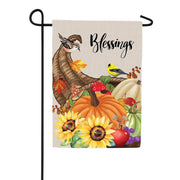 Evergreen Grateful Cornucopia Suede Garden Flag