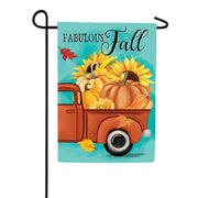 Evergreen Pickup For Fall Suede Garden Flag