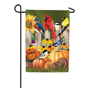 Evergreen Flock Of Pumpkins Suede Garden Flag
