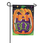 Evergreen Boo Jack Pumpkin Suede Garden Flag