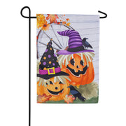 Evergreen Couple Of Jacks Pumpkin Suede Garden Flag