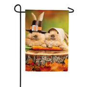 Evergreen Bunny Pilgrims Suede Garden Flag