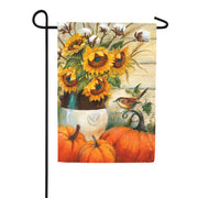 Evergreen Cotton & Sunflowers Suede Garden Flag