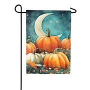 Evergreen Watercolor Pumpkin Patch Suede Garden Flag
