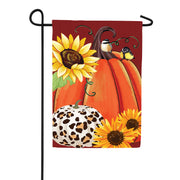 Evergreen Animal Print Pumpkin Suede Garden Flag