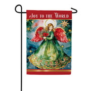 Evergreen Joy To The World Angel Suede Garden Flag