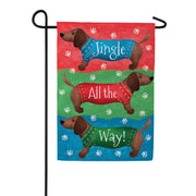 Evergreen Jingle All The Way Dachshund Suede Garden Flag