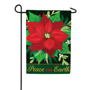 Evergreen Peace on Earth Poinsettia Suede Garden Flag