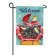 Evergreen Welcome Bird Friends Suede Garden Flag