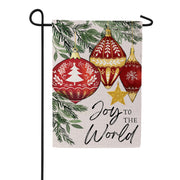 Evergreen Joy To The World Ornaments Suede Garden Flag