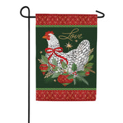 Evergreen Floral Christmas Chicken Suede Garden Flag