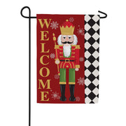 Evergreen Welcome Nutcracker Suede Garden Flag