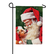 Evergreen Santa & Olive Suede Garden Flag