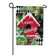 Evergreen Floral Red Birdhouse Garden Flag
