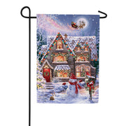 Evergreen Colorful Christmas House Suede Garden Flag