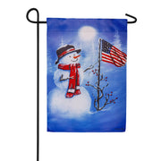 Evergreen Patriotic Snowman Garden Flag