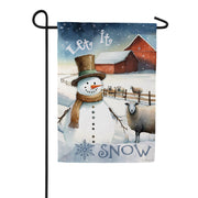 Evergreen Winter Farm Snowman Garden Flag