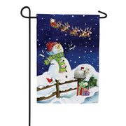 Evergreen Santa & Snowman Garden Flag