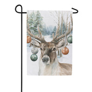 Evergreen Ornament Deer Suede 2-Sided Garden Flag