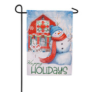 Evergreen Festive Farm Snowman Suede 2-Sided Garden Flag