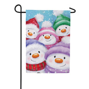 Evergreen Snowman Family Suede 2-Sided Garden Flag