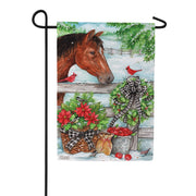 Evergreen Horse & Cardinal Suede 2-Sided Garden Flag