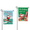 Evergreen Surfing Santa Reversible Suede Garden Flag