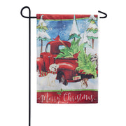 Evergreen Bringing Home The Tree Christmas Garden Flag