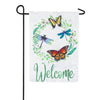 Evergreen Butterfly & Dragonfly Wreath Strie Garden Flag