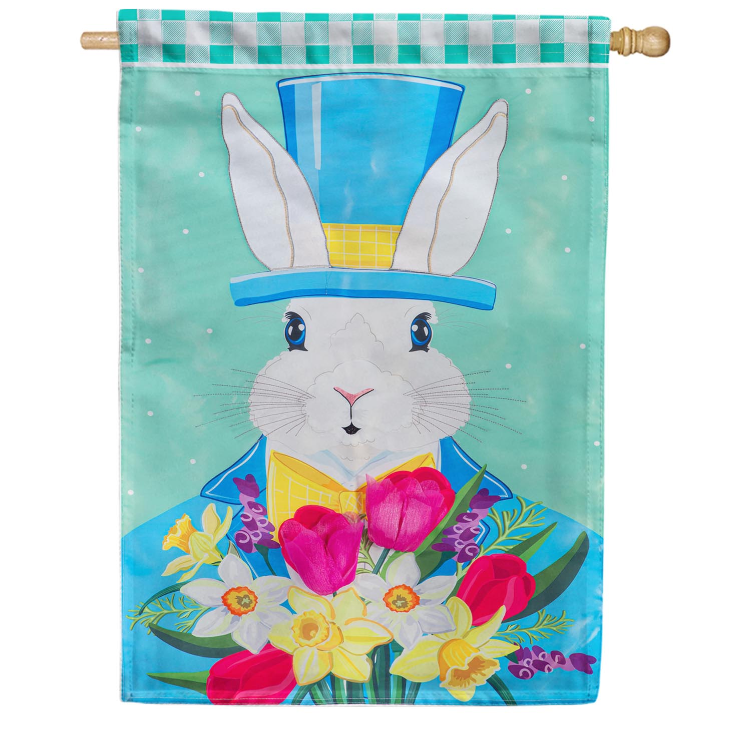 Evergreen Mister Easter Bunny Applique House Flag