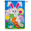 Evergreen Happy Easter Bunny and Carrot Appliqued House Flag