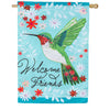 Evergreen Hummingbird Welcome Friends Applique House Flag