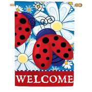 Evergreen Patriotic Ladybugs Applique House Flag