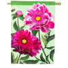Evergreen Peony Garden Applique House Flag