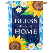 Evergreen Applique House Flag - Bless Our Home Sunflowers
