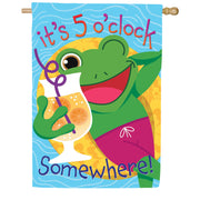 Evergreen 5 o Clock Frog House Flag