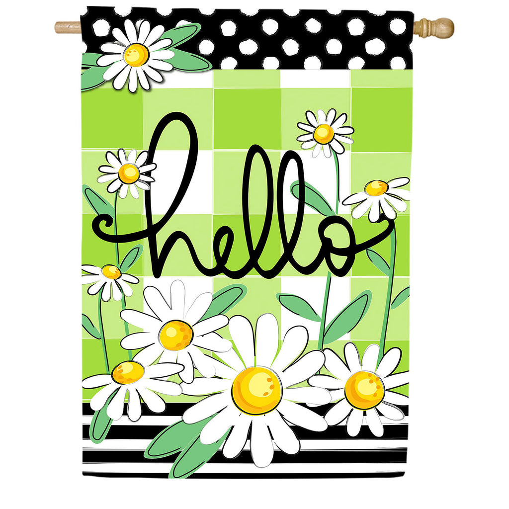 Evergreen Applique House Flag - Hello Daisy