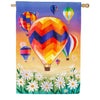 Evergreen Applique House Flag - Hot Air Balloons