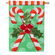 Evergreen Candy Cane Christmas Applique House Flag