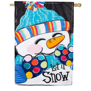 Evergreen Let It Snow-Man Applique House Flag