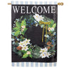 Winter Foliage Welcome Applique House Flag