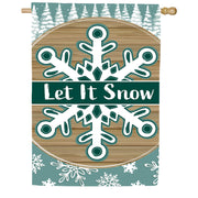 Evergreen Winter Snowflake Applique House Flag
