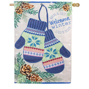 Evergreen Winter Mittens Applique House Flag