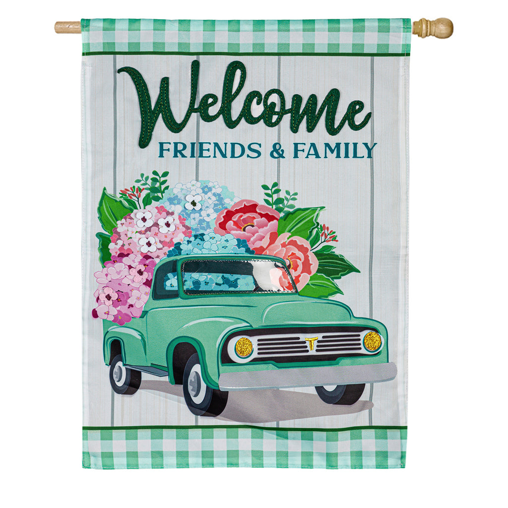 Evergreen Spring Flower Delivery Double Appliqued House Flag